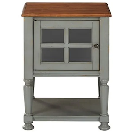 Antique Gray/Brown Accent Cabinet with Glass Door